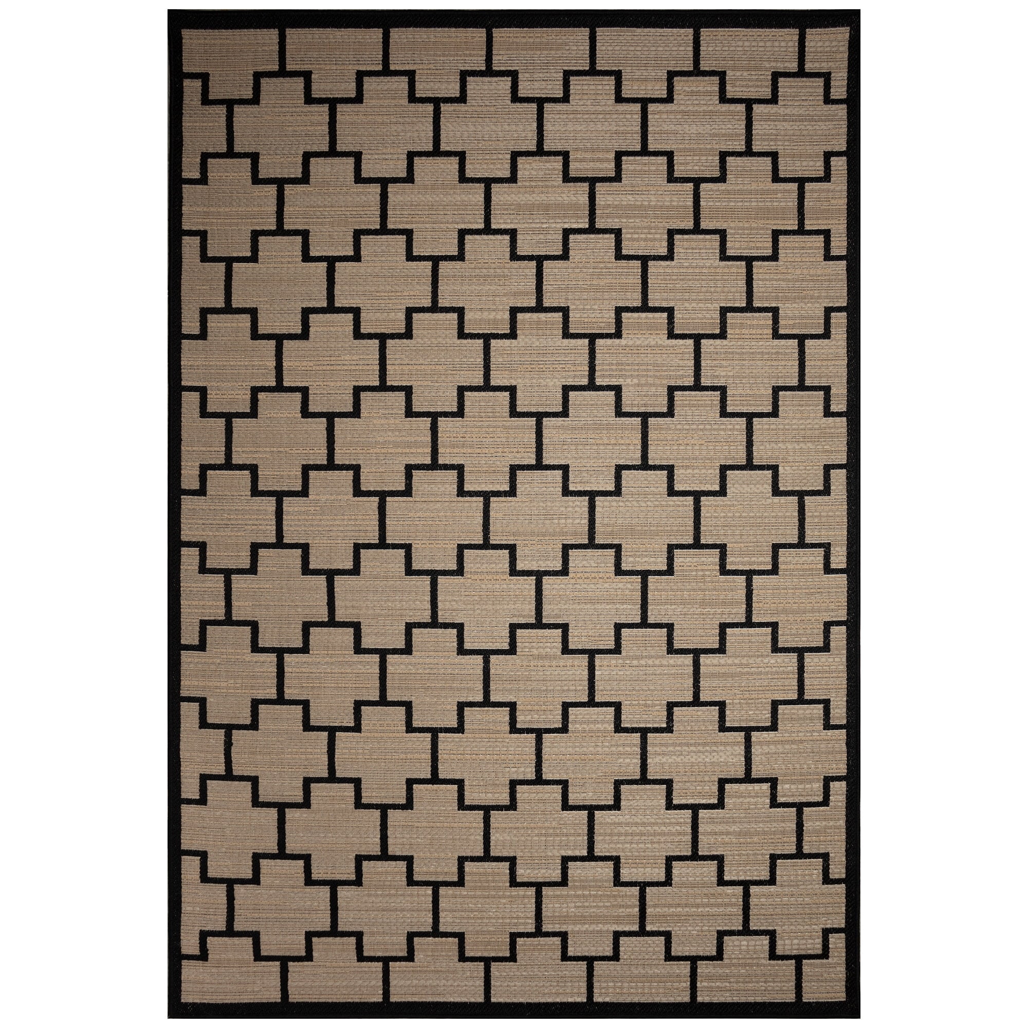 Liora Manne Katonah Tile Indoor Outdoor Rug Natural Low Profile Weather ...