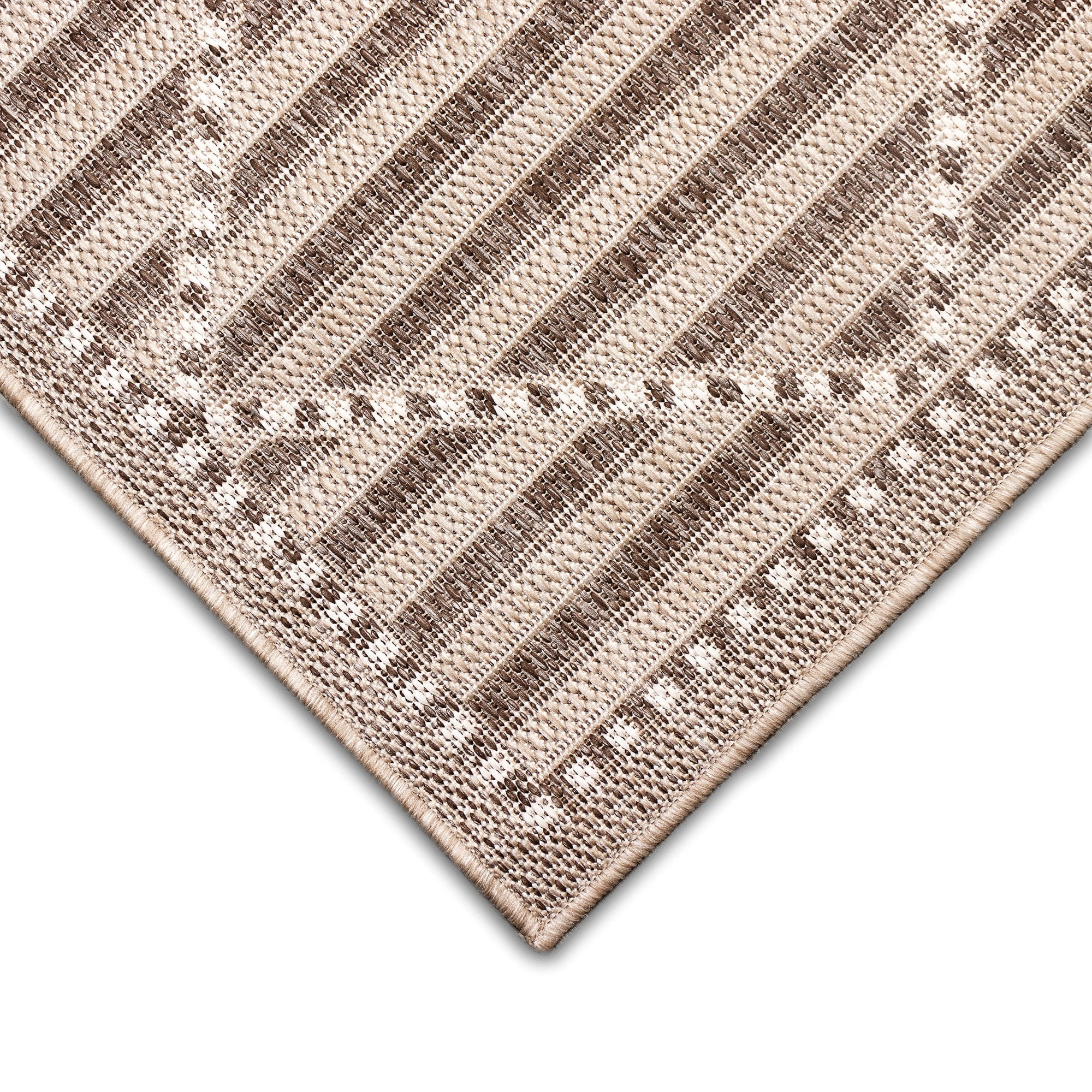 Malibu Beige and Ivory Diamond Flatwoven Indoor/Outdoor Runner Rug
