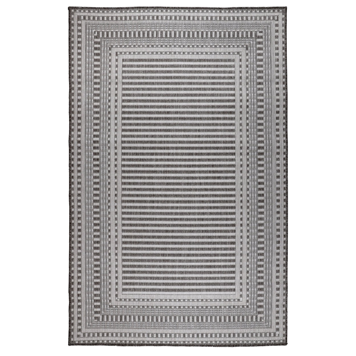 Charcoal Etched Border Flat Woven Synthetic Area Rug