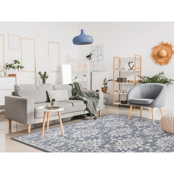 Liora Manne Malibu Kashan Indoor/Outdoor Rug 1'11" x 7'6" - Slate