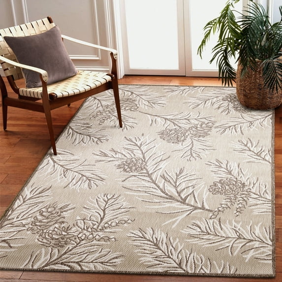 Liora Manne Malibu Pine Indoor/Outdoor Rug Neutral 2'7" x 3'11" 3' x 5' Accent, Outdoor, Indoor Kitchen, Living Room, Patio Rectangle