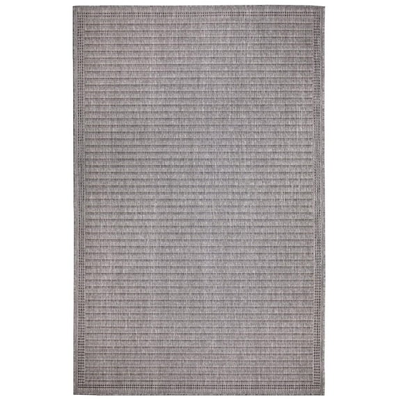Liora Manne Malibu Simple Border Indoor/Outdoor Rug Charcoal 6'6" x 9'3" 6' x 9' Indoor,Outdoor,Accent Grey,Ivory Rectangle