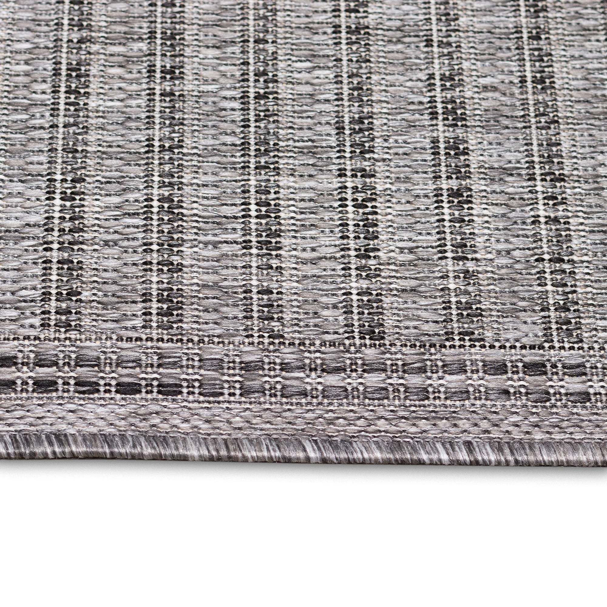 Liora Manne Malibu Simple Border Indoor/Outdoor Rug Charcoal 7'10" Square 8' Square Indoor,Outdoor,Accent Grey,Ivory Square