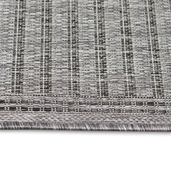 Liora Manne Malibu Simple Border Indoor/Outdoor Rug Charcoal 7'10" Square 8' Square Indoor,Outdoor,Accent Grey,Ivory Square