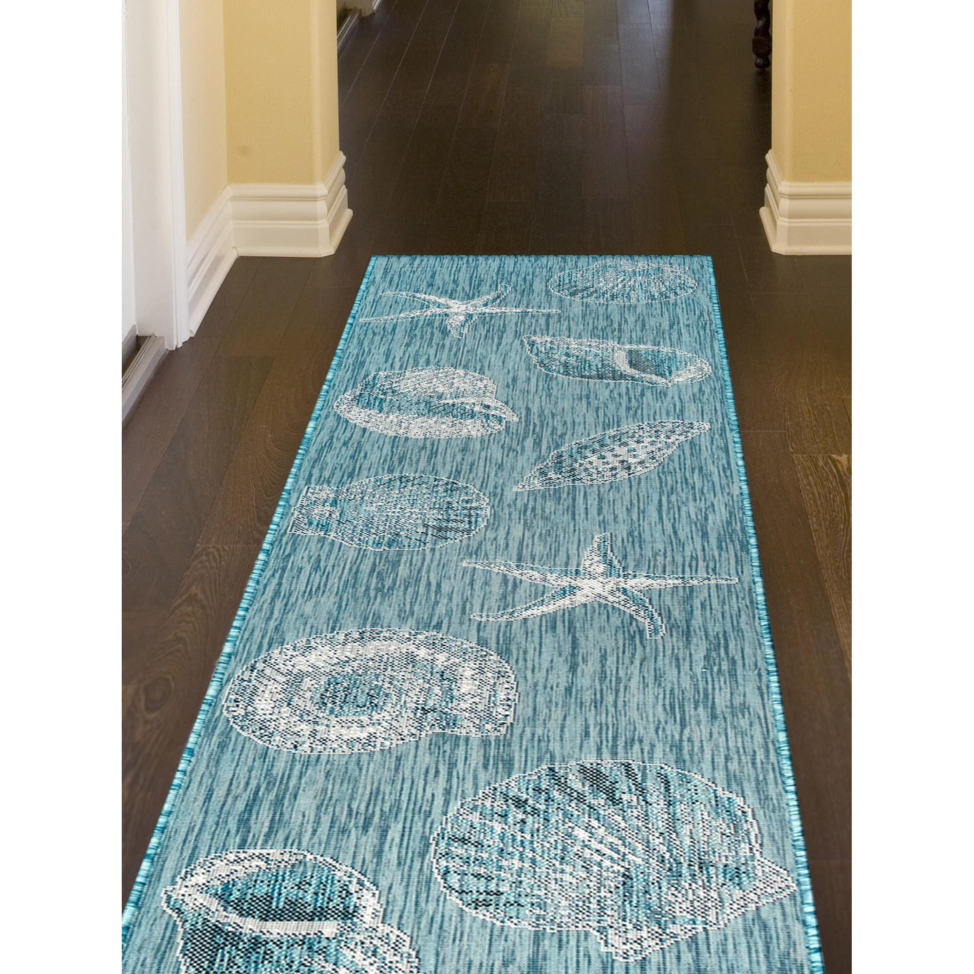 Aqua Splash Round Synthetic Indoor/Outdoor Rug