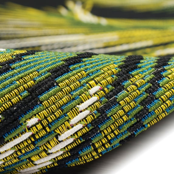 Liora Manne Marina Indoor Outdoor Area Rug Black Green Tropical Pattern 5x8