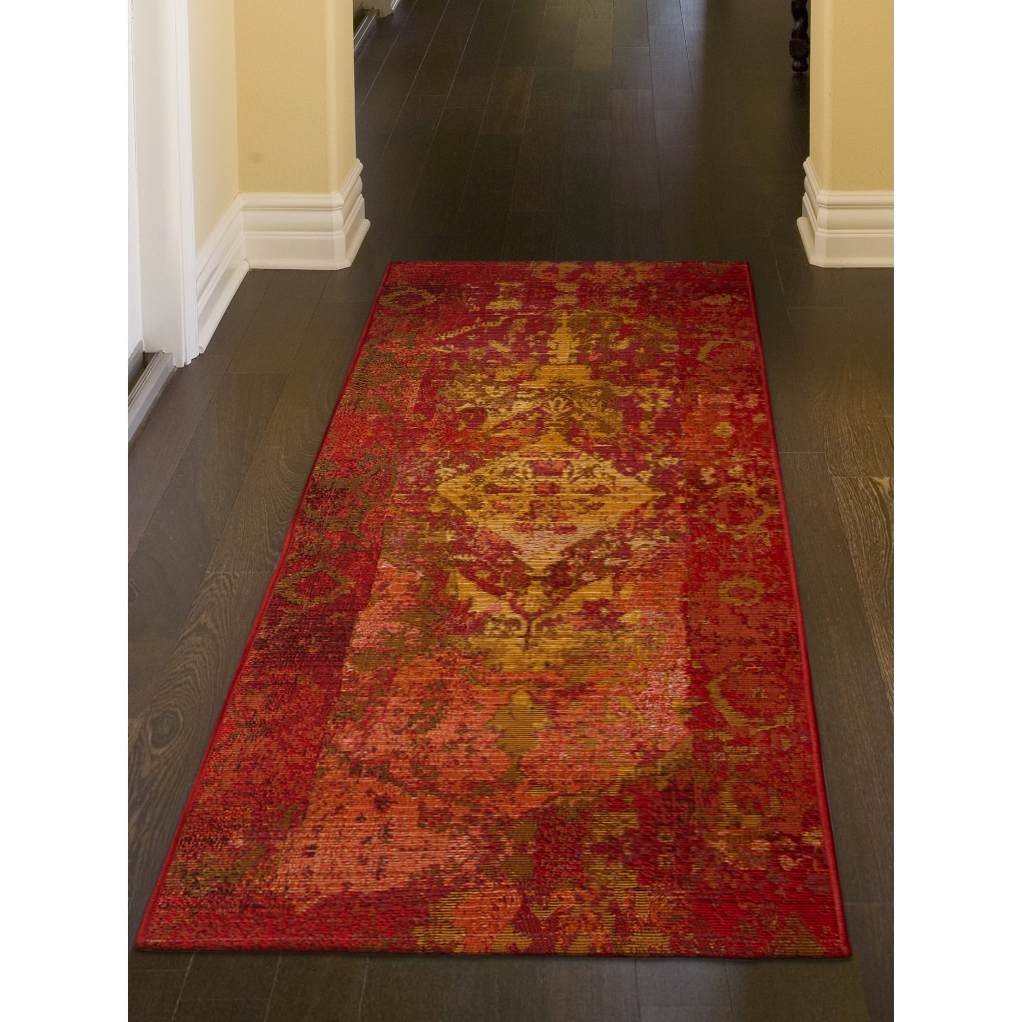 Saffron Red and Gold Flat Woven Indoor/Outdoor Rug