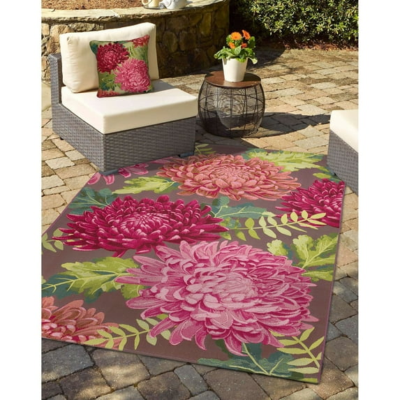 Liora Manne Marina Mum Indoor Outdoor Area Rug Fuchsia 75% Polypropylene 4x6