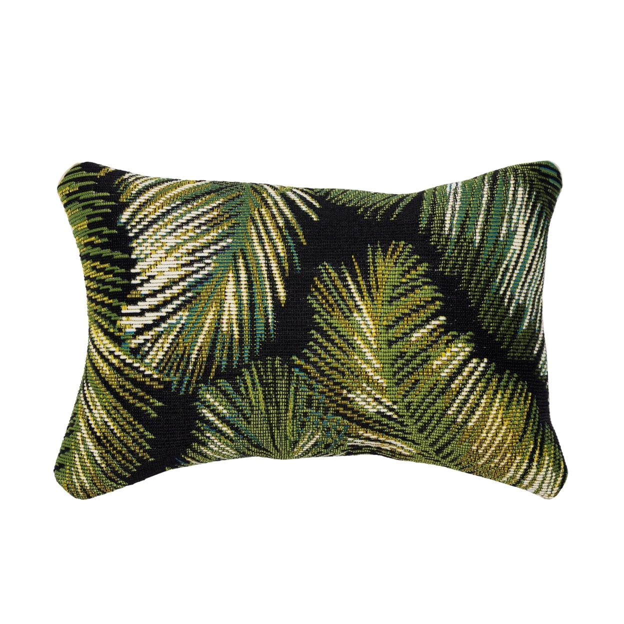 Black and Green Palm Leaf Indoor/Outdoor Throw Pillow