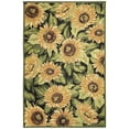 thumbnail image 1 of MARINA Indoor/Outdoor Power Loomed Synthetic Blend Low Profile Area Rug - Traditional Graphic Botanical Floral Camping (Sunflowers Black) (4'10" x 7'6"), 1 of 5
