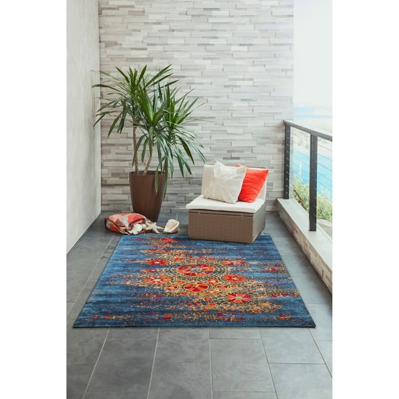 Liora Manne Marina Suzanie Outdoor Indoor Rug Blue 75% Polypropylene 5x8 ft