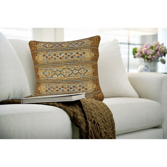 Liora Manne Marina Tribal Stripe Indoor Outdoor Decorative Pillow Gold