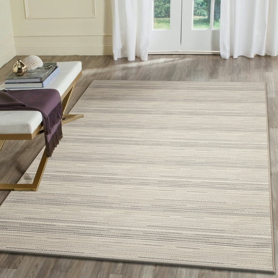 Liora Manne Miranda Tweed Stripe Indoor Outdoor Area Rug Silver/Brown