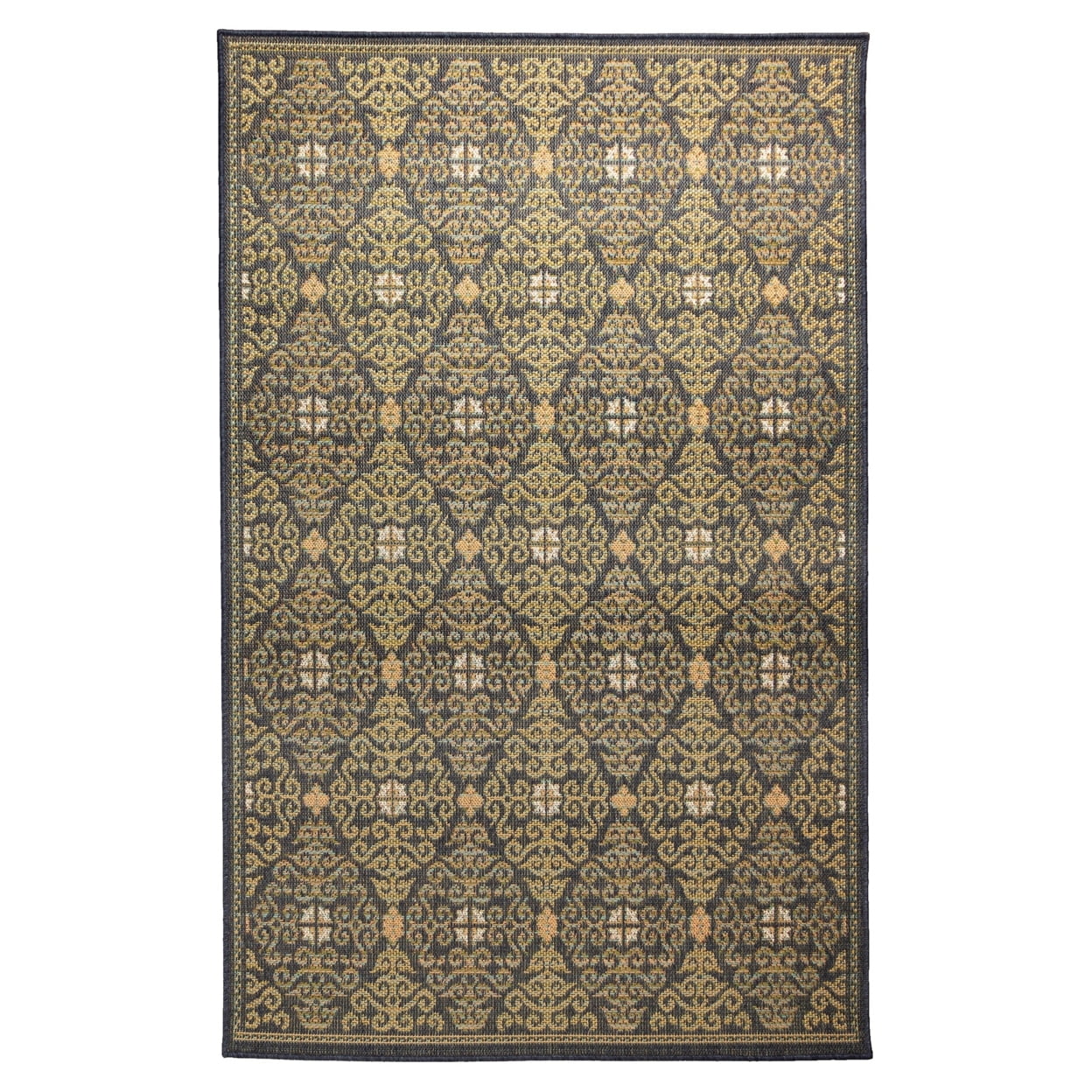 Navy Diamond Flat Woven Synthetic 6'6" x 9'3" Area Rug