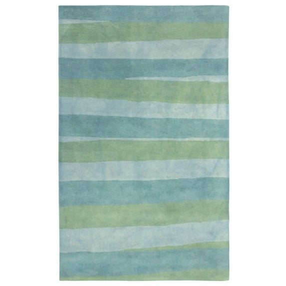 Liora Manne Piazza Stripes Rug 100% Wool Sea Breeze Hand Tufted Indoor 5 x 8