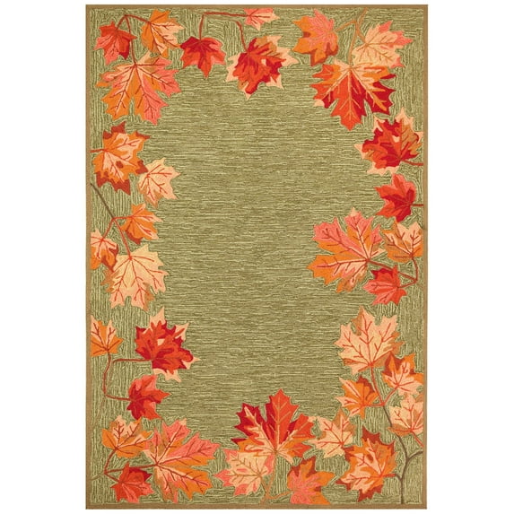 Liora Manne Ravella Falling Leaves Border Indoor Outdoor Area Rug Moss