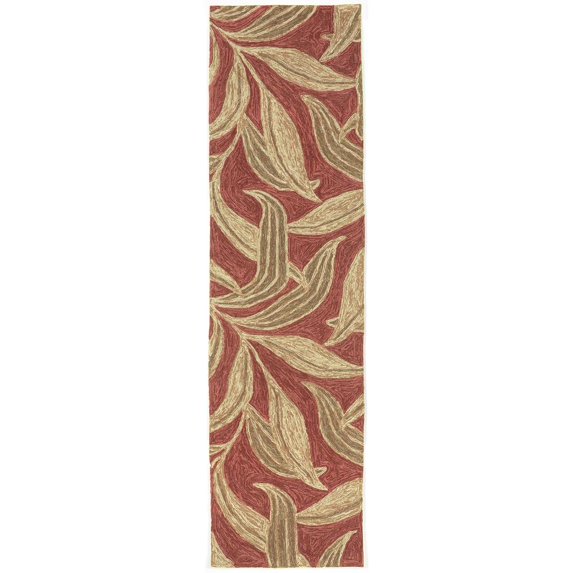 Liora Manne Ravella Leaf Red Indoor/Outdoor Runner Rug 24" x 8'