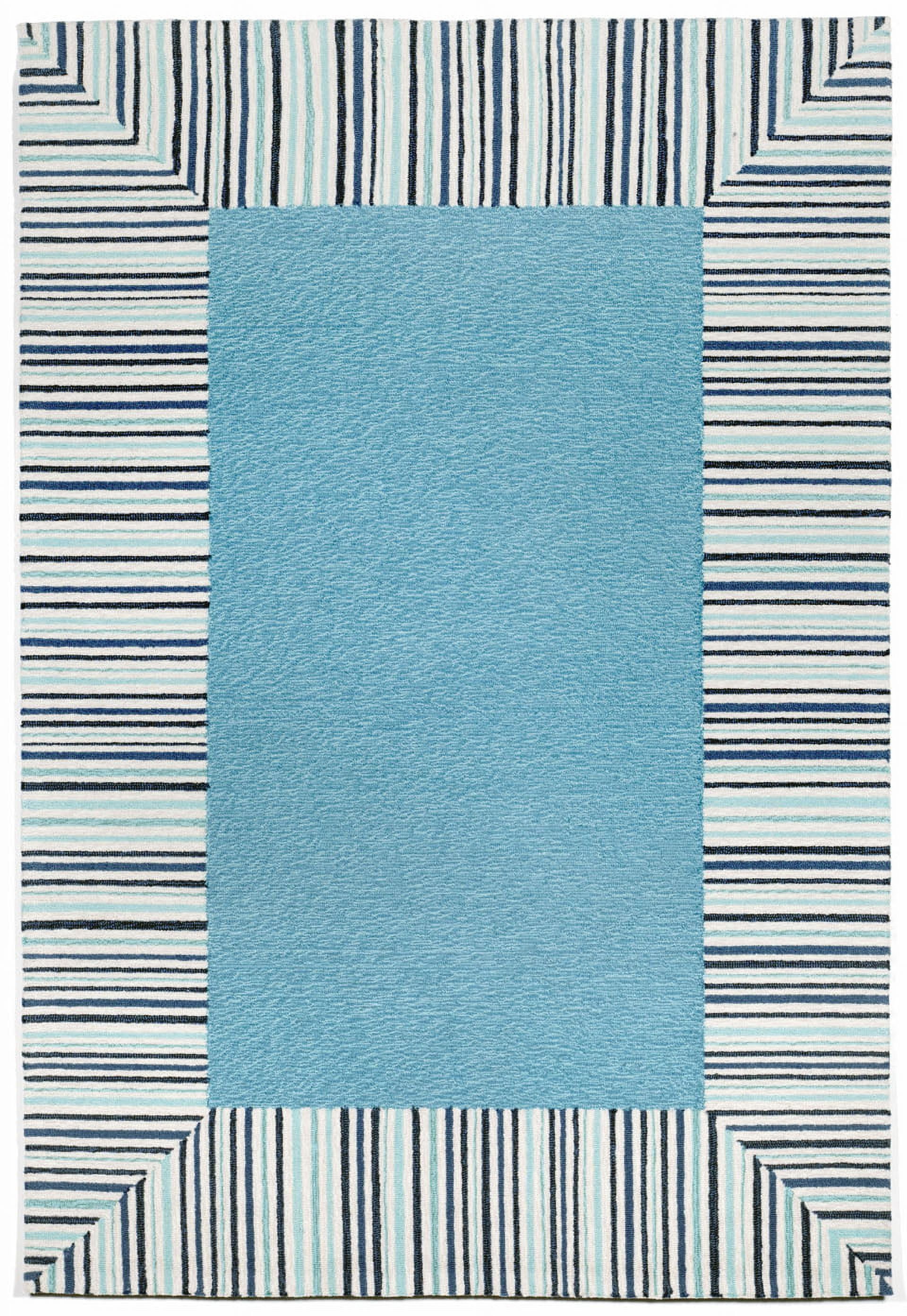 Liora Manne Ravella Pinstripe Border Blue Area Rug