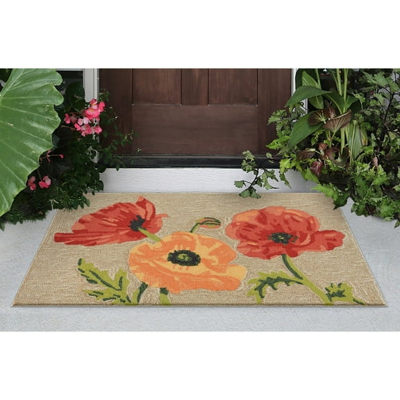 Liora Manne Ravella Poppies Outdoor Indoor Area Rug Neutral Fade Resistant 5x8