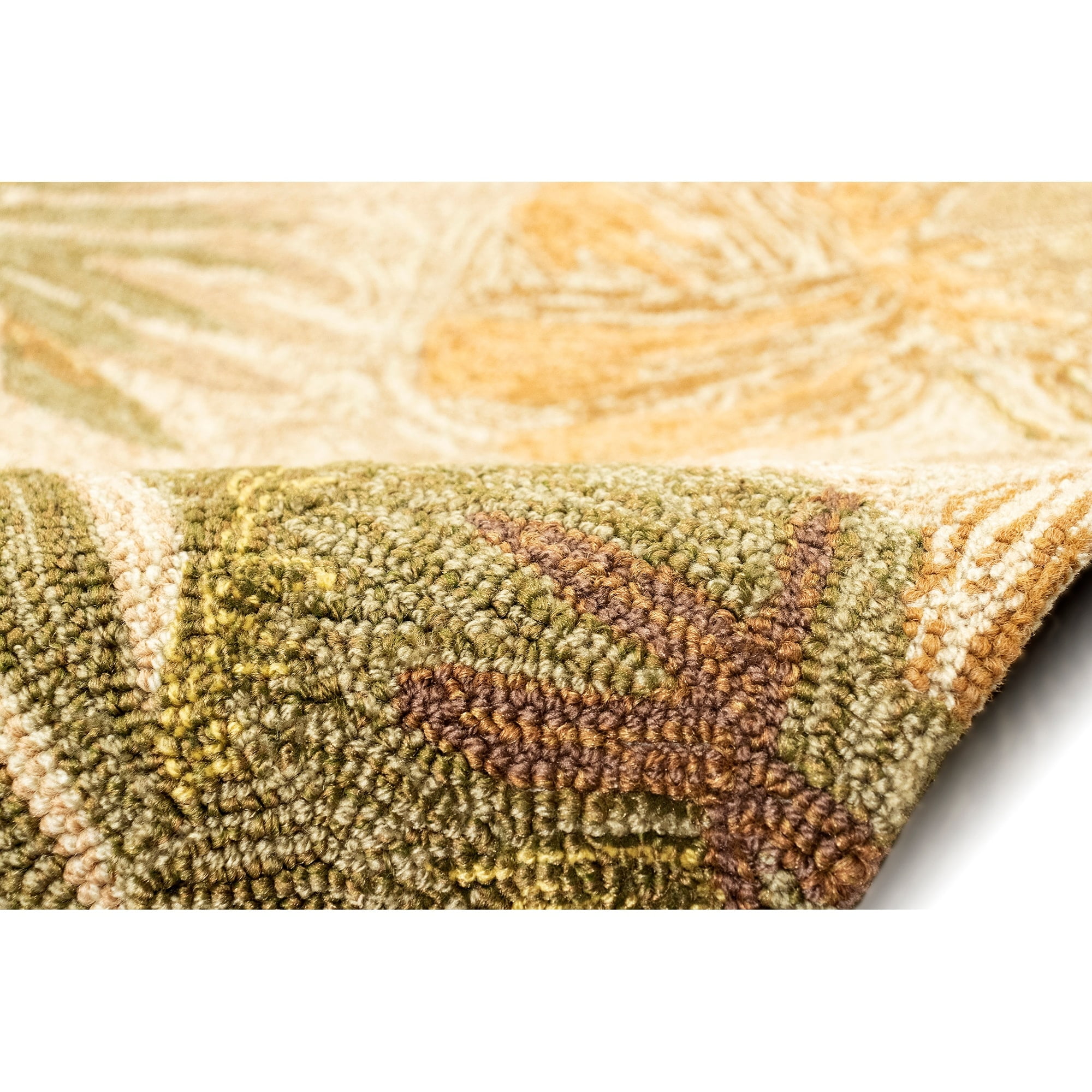Tropical Leaf Beige and Green Hand-Tufted Indoor/Outdoor Rug
