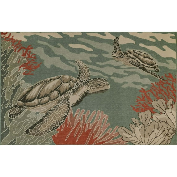 Liora Manne Riviera Indoor Outdoor Area Rug, Sea Turtles, 3' 3" x 4' 11"