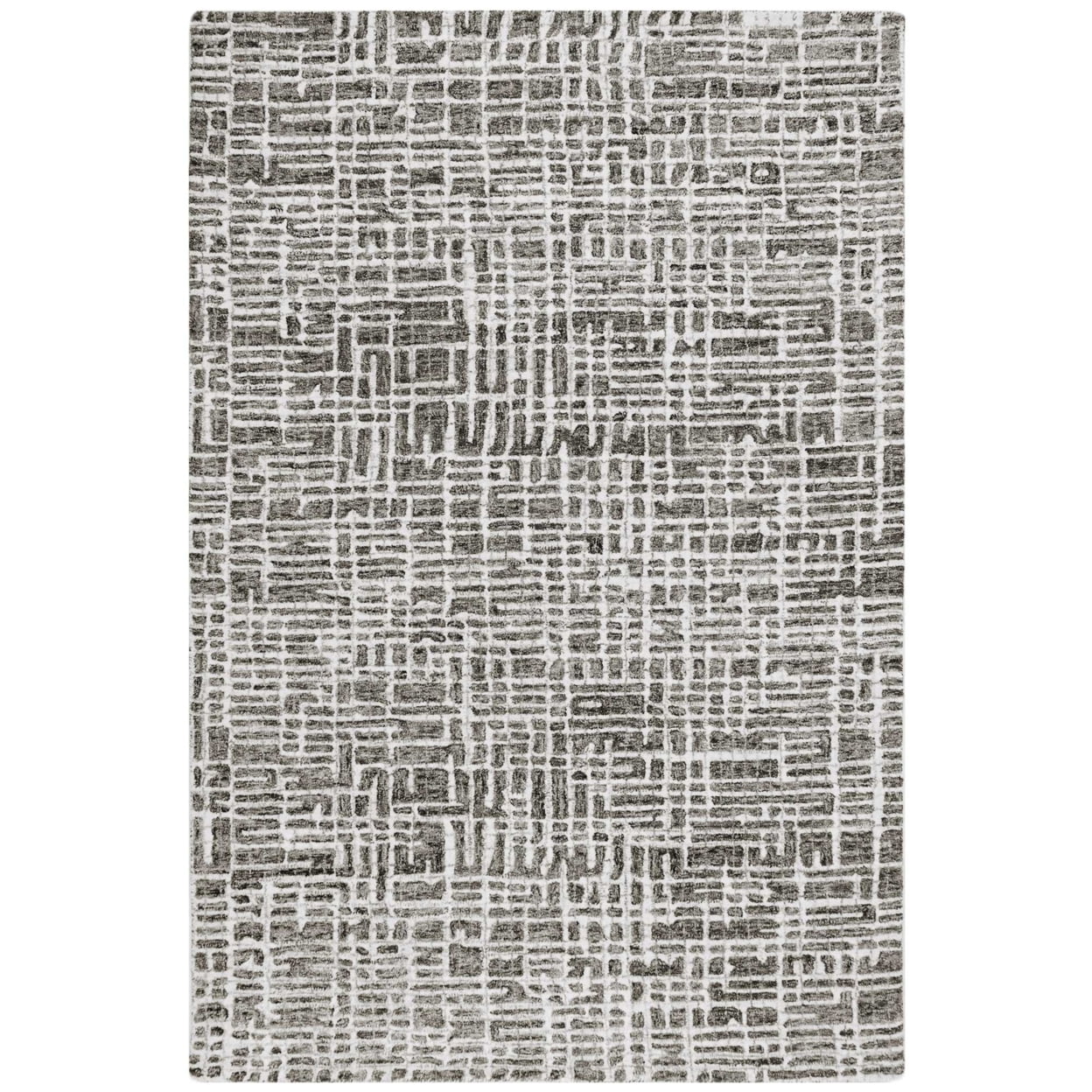 Charcoal Geometric Tufted Wool 5' x 7' Handmade Rug