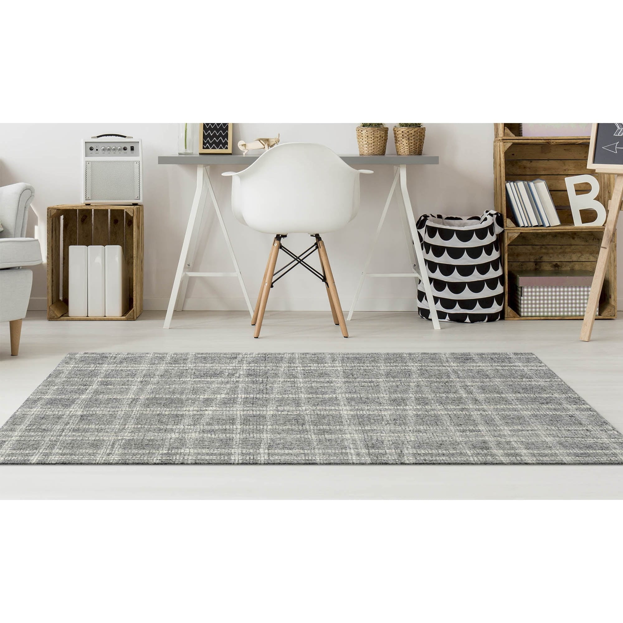 Handcrafted Savannah Plaid 5' x 7' Wool Flannel Area Rug