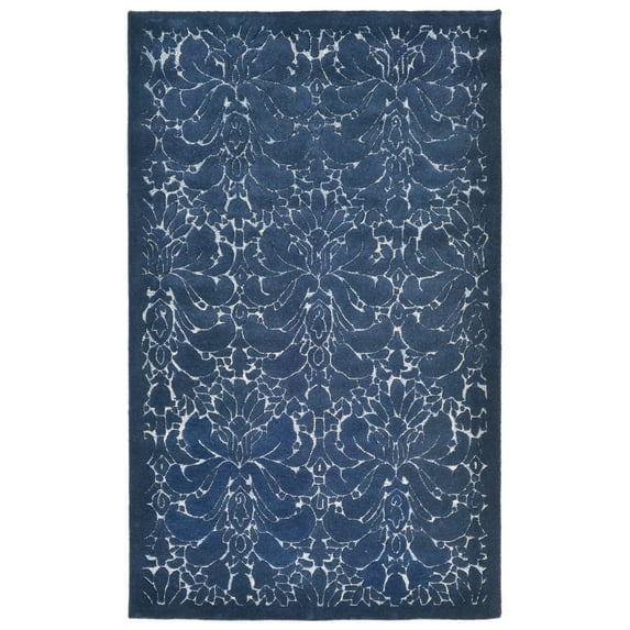 Seville Modern Damask Rug-Color:Denim Blue,Size:12'Lx9'Wx0.625"H
