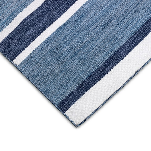 Liora Manne Sorrento Boat Stripe Indoor Outdoor Rug Navy 5x7 Reversible Polyester