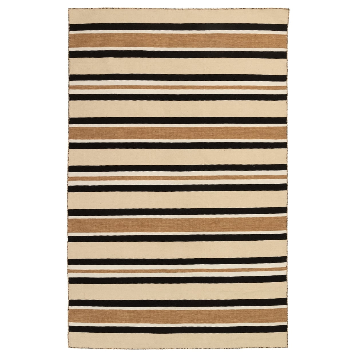 Coastal Cabana Black Stripe Synthetic 8' Round Rug