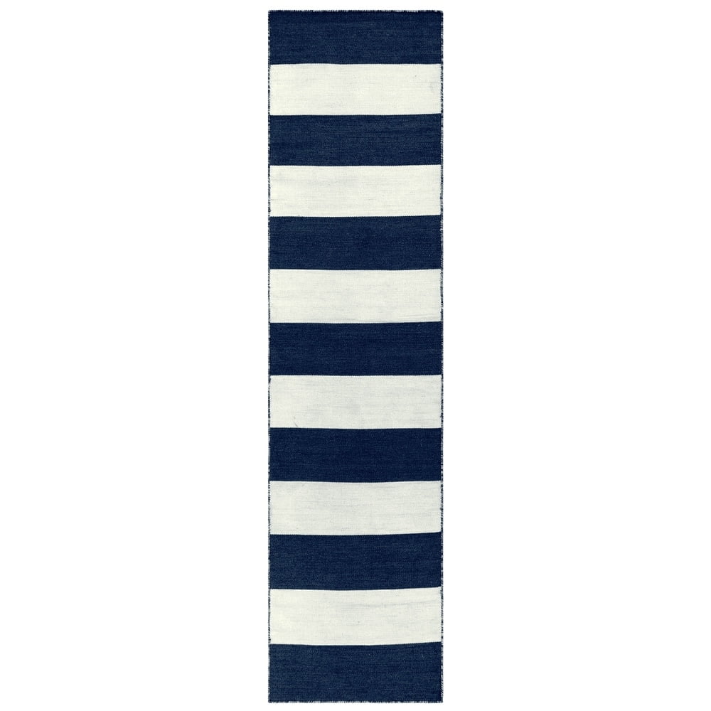 Liora Manne Sorrento Rugby Stripe Area Rug Navy Indoor Outdoor 5x8 Hand ...