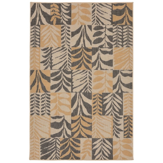 Liora Manne Terrace Box Leaves Indoor/Outdoor Rug Grey 39"X59"