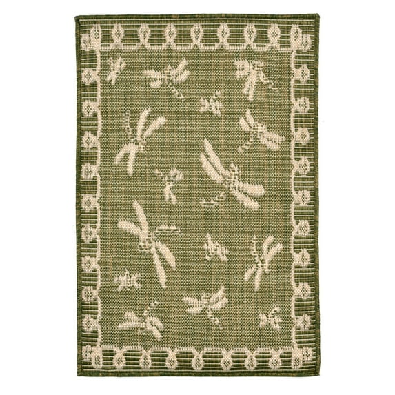 Terrace Dragonfly Rug-Color:Green,Size:7'10"Lx7'10"Wx0.125"H