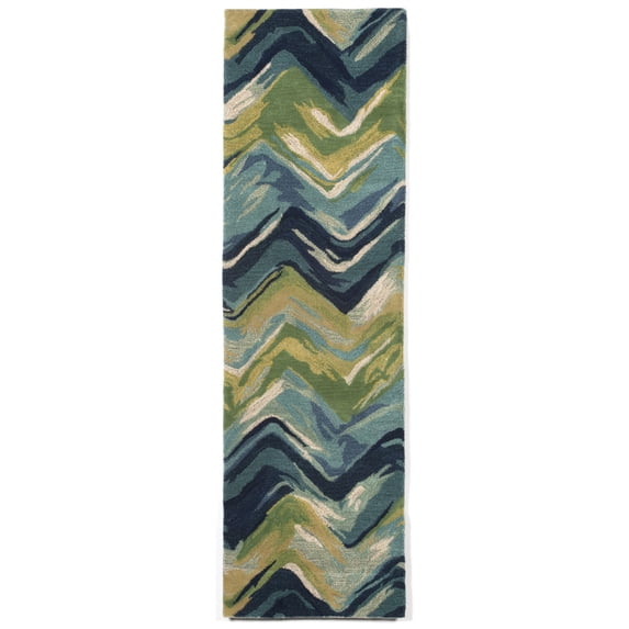 Tivoli Playa Rug-Color:Blue/Chevron,Size:8'Lx27"Wx0.5"H