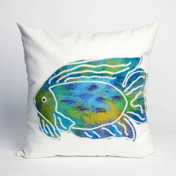 Liora Manne Visions III Batik Fish Indoor Outdoor Decorative Pillow Aqua