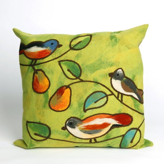 Liora Manne Visions III Song Birds Indoor Outdoor Decorative Pillow Green