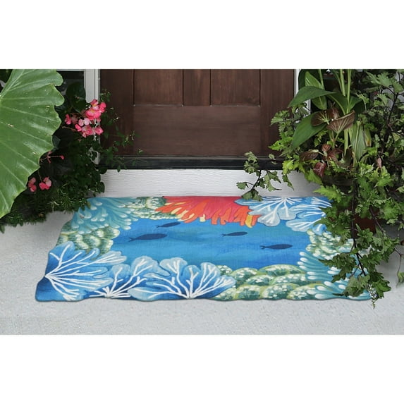 Liora Manne Visions IV Reef Border Indoor Outdoor Area Rug Blue