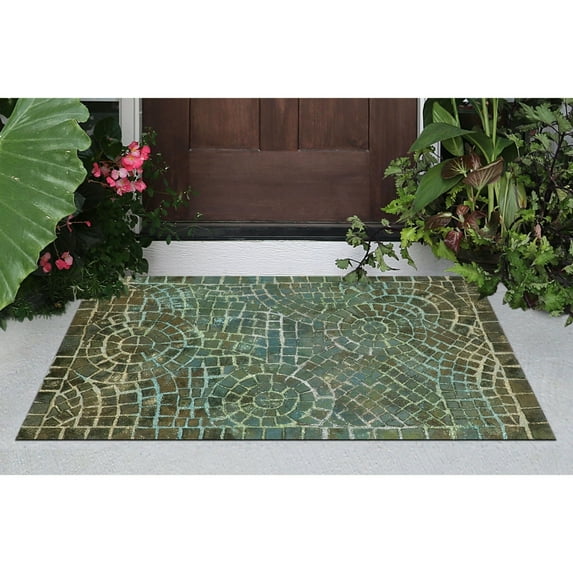 Liora Manne Visions V Arch Tile Indoor Outdoor Area Rug Lapis 100% Polyester