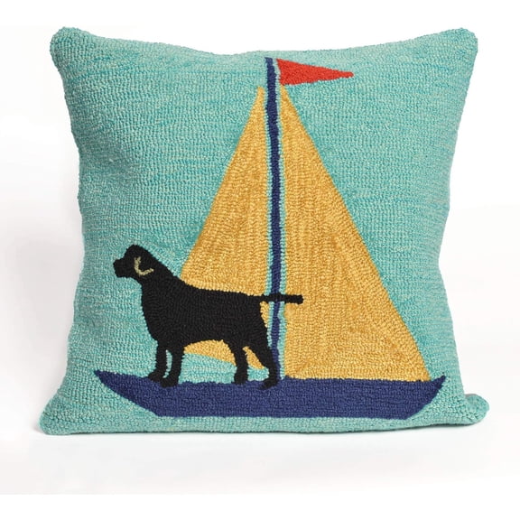 Liora Manne Whimsy Boat Dog Indoor/Outdoor Pillow, Yellow