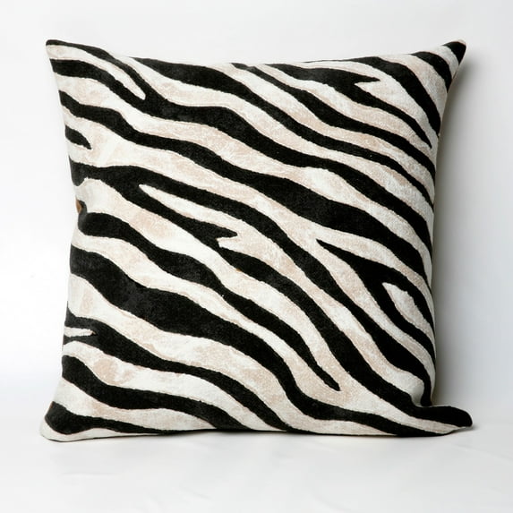 Liora Manne Visions I Zebra Indoor Outdoor Decorative Pillow Black