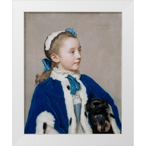 Liotard, Jean-Étienne 26x32 White Modern Wood Framed Museum Art Print Titled - Portrait of Maria Frederike van Reede-Athlone at Seven Years of Age