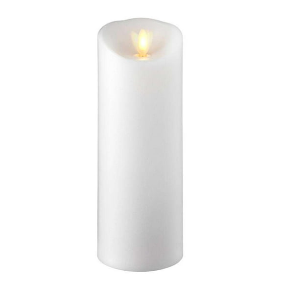 Liown 16216 - 8" White LED Wax Battery Operated Pillar Candle with Timer