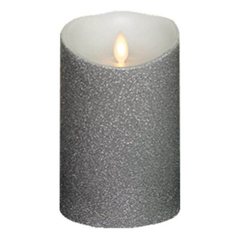 Liown 19847 - 5 x 3.5 Moving Flame Silver Glitter Candle