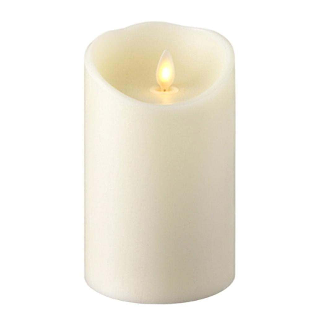 Liown 37068 5" Ivory Wax Push Flame LED Pillar Candle with Timer