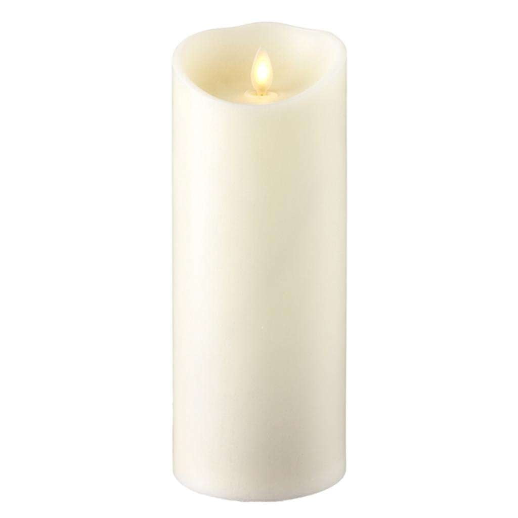 Liown 37070 - 9" Ivory Wax Push Flame LED Pillar Candle with Timer