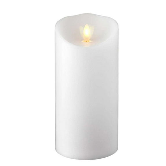 Liown 37075 - 7" White Wax Push Flame LED Pillar Candle with Timer