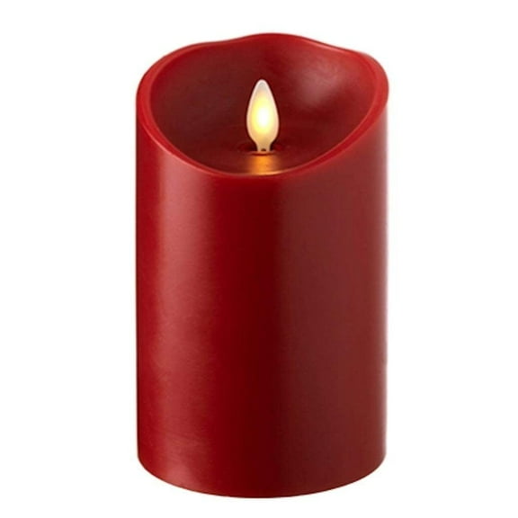 Raz Imports 3.5"X5" Push Flame Red Pillar Candle