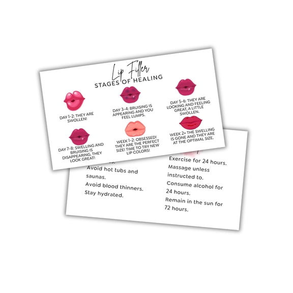 Lip Aftercare Instruction Cards  50 Pack 2x3.5 Healing Timeline & Dos and Donts for Cosmetic Care  Esthetician, Spa & Beauty Professional Guide