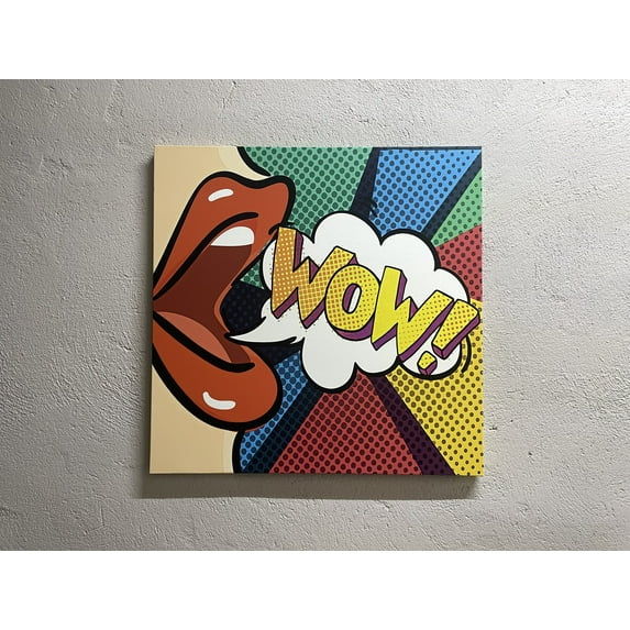 Lip Art Canvas, Pop Art Art Canvas, Comic Pop Art Artwork, Omg Shock Comic Printed Canvas, Urban Graffiti Canvas Art, Canvas Wall Decor - Natural Framed