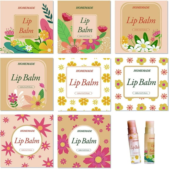 Lip Balm Labels 80pcs Homemade Lip Balm Labels 2 Clear Lip Balm Labels for Tubes Printable Waterproof Lip Balm Stickers Labels for Candle ContainerFlowers-Orange Yellow Orange DIY